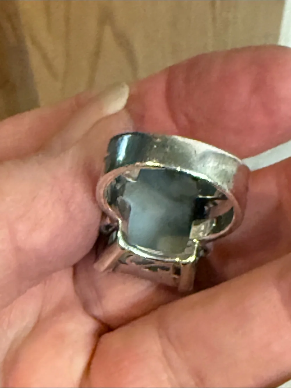 Vintage Abalone Sterling Silver Ring Size 7.25 Split Shank